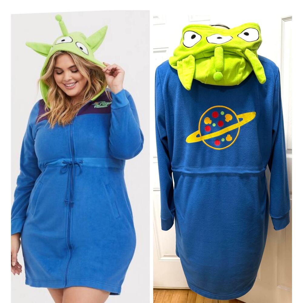 Torrid Plus Size 3 Disney Toy Story Pizza Planet Alien Fleece Zip Hoodie Dress